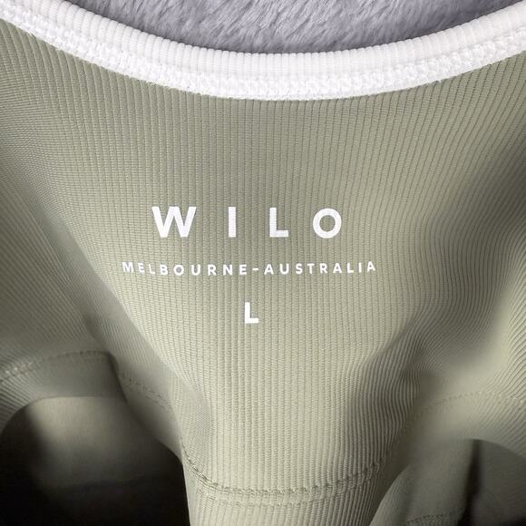 NWT WILO the Label Short Rib Romper Athletic Romper One Piece Sage Green Large - Picture 7 of 9